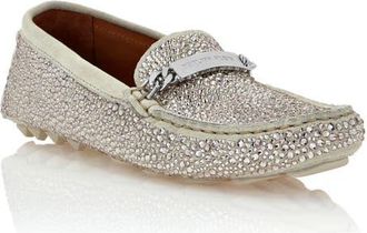 Philipp Plein Suede Strass Moccasin Women in Beige at Nordstrom, Size 35