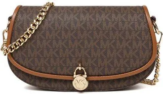 Michael Kors Womens Crossbody Bag Brown Polyvinyl Chloride Crossbody-bags