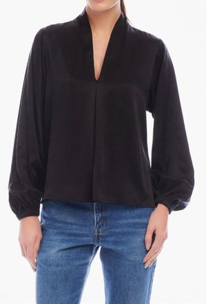 Fifteen Twenty Kiera Blouson Sleeve Top In Black