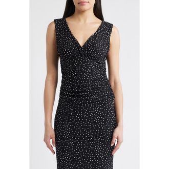 Loveappella Ruched Empire Waist Sleeveless Top in Black at Nordstrom, Size X-Large