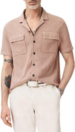 John Varvatos Amadora Organic Cotton Button-Up Camp Shirt in Pink Sand at Nordstrom, Size Xx-Large