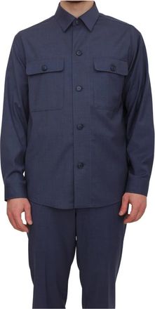 HUGO BOSS Carper Overshirt - Heren - Zomerjassen - Blauw - XL - Wol - Jassen