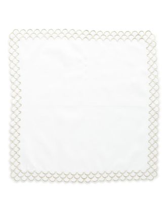 Nomi K Hand Embroidered Peacock Linen Napkin