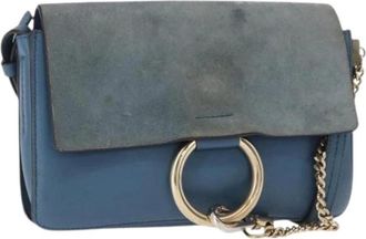 Chlo&eacute; Pre-owned Cross Body Bags, female, Blue, Size: ONE SIZE Pre-owned Suede Shoulder Bag