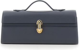 Savette Gray Slim Symmetry Clutch With Leather Zip Closure For