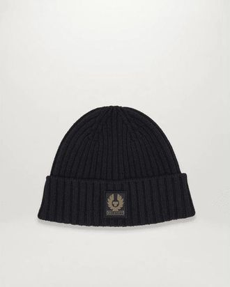 Belstaff Womens Ladies Knitted Watch Beanie Hat - Black Wool - One Size