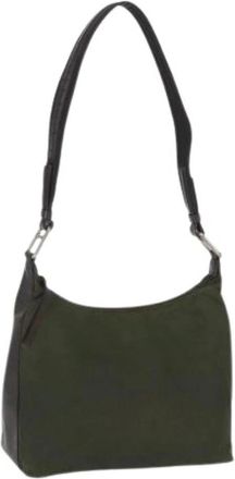 Prada Pre-owned Shoulder Bags, female, Green, Size: ONE SIZE Pre-owned Nylon Shoulder Bag