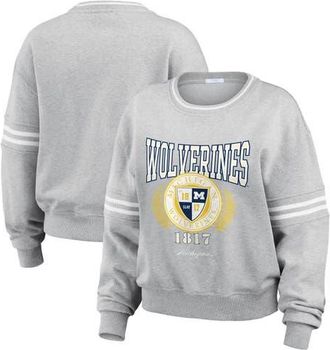 WEAR by Erin Andrews Womens WEAR by Erin Andrews Heather Gray Michigan Wolverines Classic Stripe Pullover Sweater at Nordstrom, Size Xx-Large