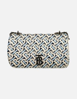 Burberry Womens Small Lola Monogram Leather Shoulder Bag - Cobalt Black - Size: UNI