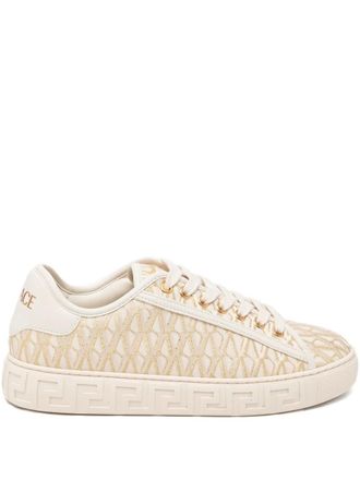 Versace Greca-jacquard canvas sneakers - women - Nylon/Metallic Fibre/Cotton/Polyester/Polyester/Thermoplastic Polyurethane (TPU) - 38 - Neutrals