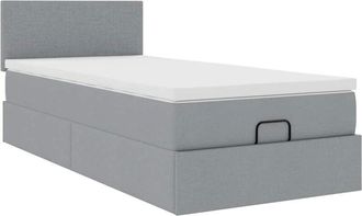 vidaXL Cama Otomana Con Colch&oacute;n Gris Claro 90x200 Cm Tela Vidaxl