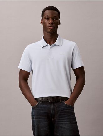 Calvin Klein Mens Cotton Blend Pique Classic Polo Shirt - Light/Pastel Blue - 2XL