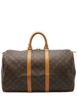Louis Vuitton Brown Monogram Canvas Keepall 45 Boston Bag (Authentic Pre- Loved)