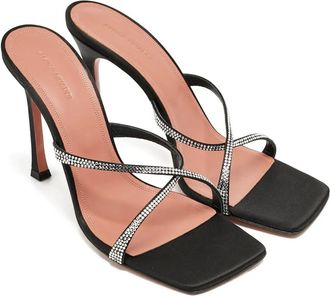 Amina Muaddi Sandali slides con design a incrocio - Nero