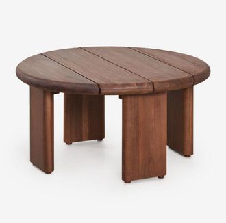 Sklum Mesa Auxiliar Para Jard&iacute;n Redonda &Oslash;70 Cm En Madera De Acacia Famara Sklum