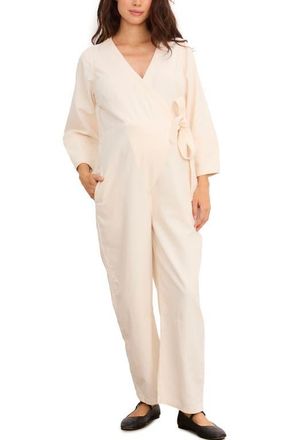 Hatch The Drapey Denim Easy-Nurse Jumpsuit in Chalk at Nordstrom, Size X-Small