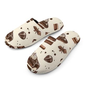 Generic Chocolate Coffee Buttercream Cake Mens House Slippers Slip Indoor Slipper On Shoes Warm Outdoor