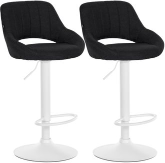 Clp Juego De 2 Taburetes De Bar Milet Con Tapizado De Tela Negro Metal Blanco Mate