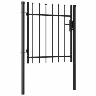 Berkfield Home Fence Gate Single Door with Spike Top Steel 1x1 m Black