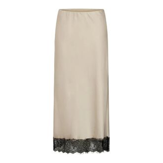 Kaffe Midi Rok - Dames - Rokken - Beige - Maat: L