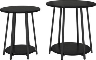 vidaXL Vidaxl - Conjunto De Mesas Auxiliares 2 Pcs Roble Negro 50 X 50 X 51 Cm