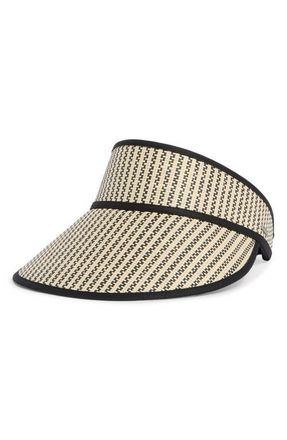 Brixton Newport Straw Visor in Black/Natural at Nordstrom