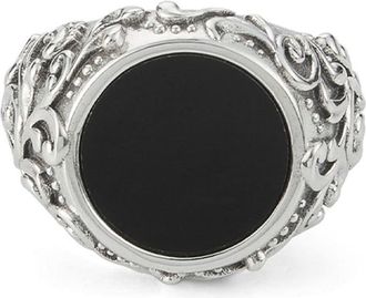 Emanuele Bicocchi Arabesque onyx ring - unisex - Onyx/Sterling Silver - 22