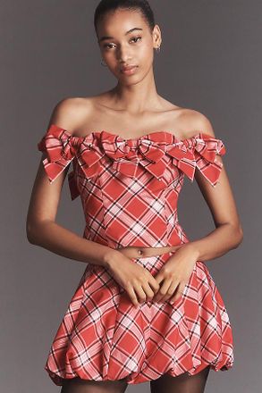 LoveShackFancy Winston Plaid Bow Top