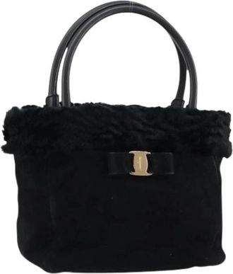 Ferragamo Pre-owned Su&egrave;de Handtas - Dames - Vintage Handtas - Zwart - ONE Size - Su&egrave;de - Vintage