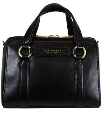 The Bridge Black Handbag W/Shoulder Structured Leather Handbag