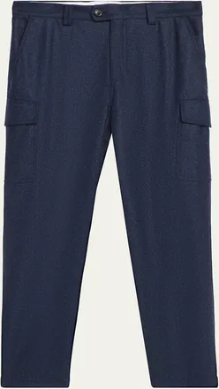 Brunello Cucinelli Mens Wool Flannel Tapered Leg Cargo Pants