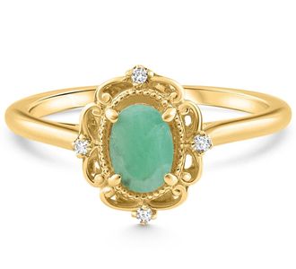Pompeii3 1/2Ct Oval Emerald & Lab Grown Diamond Ring 10k White Gold