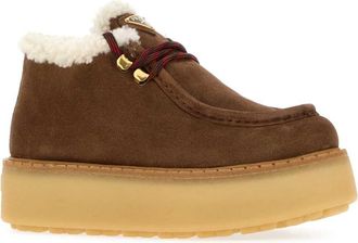 Prada Womens Brown Suede Loafers Cacao Vitello-Ovis Aries Sneaker