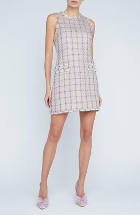 L'agence Florian Tweed Sleeveless Shift Dress in Tan/Dusty Pink/Blue at Nordstrom Rack, Size X-Large