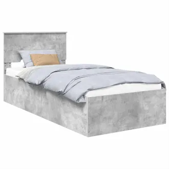 vidaXL Estructura De Cama Con Cabecera Gris Concreto 100 X 200 Cm Vidaxl