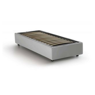 Talamo Italia Cama Individual Dferrara, Cama Contenedor Con Tapizado En Ecopiel, 100% Made In Italy, Apertura Frontal, Adecuado Para Colch&oacute;n 80x200 Cm, Blanco - Dmo