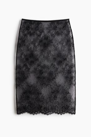 H&M Spitzenjupe in Midi-L&auml;nge - Schwarz