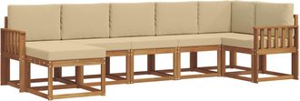 vidaXL Conjunto De Sof&aacute;s De Exterior 7 Uds. Natural Y Beige Vidaxl