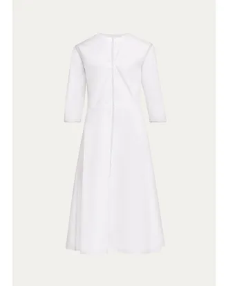 Marni 3/4-Sleeve Cotton Midi A-Line Dress
