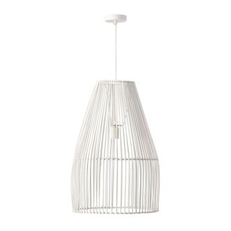 Els Banys L&aacute;mpara techo mimbre natural pintado blanco