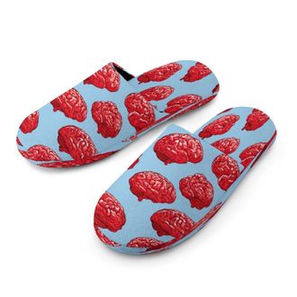 Generic Brains Pattern Mens Cozy Memory Foam Slippers Warm Cotton House Shoes Comfy Slipper for Indoor Outdoor
