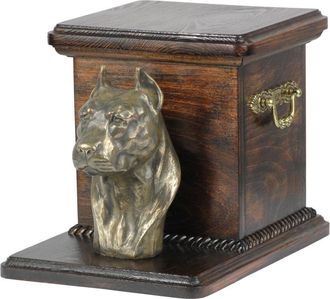 OEM American Staffordshire Terrier, Amstaff, Amstaf V: Urna Para Cenizas De Perro Con Estatuilla, Elegante Urna Para Perro, Urna &Uacute;nica Con Busto De Perro 