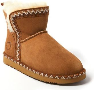 Dearfoams Fireside Perth Genuine Shearling Fold Down Bootie with Embroidery in Chestnut at Nordstrom, Size 11M