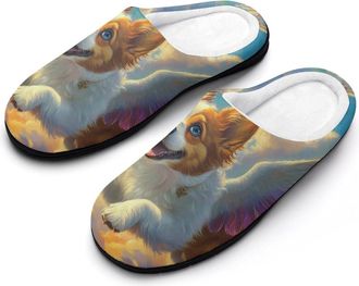 Generic Corgi Angels-Wings Mens Slippers Comfortable And Non-slip Cotton Slipper Shoe for House