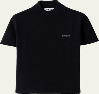 Miu Miu Cashmere Short-Sleeve Sweater