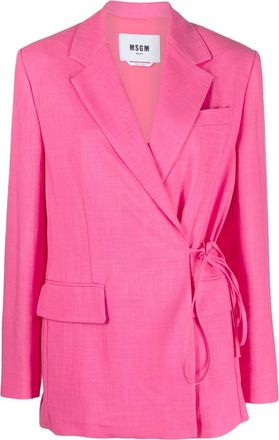 Msgm Coarse wrap blazer - women - Viscose/Polyester/Elastane/Polyester - 42 - Pink