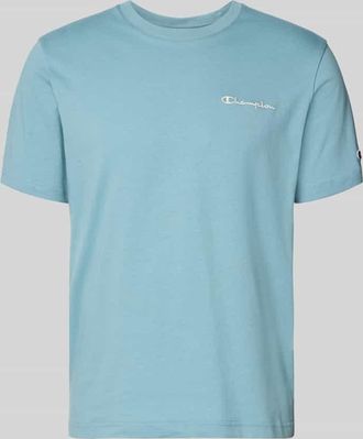 Champion T-Shirt mit Label-Stitchings und Rundhalsausschnitt in Rauchblau, Gr&ouml;&szlig;e XXL
