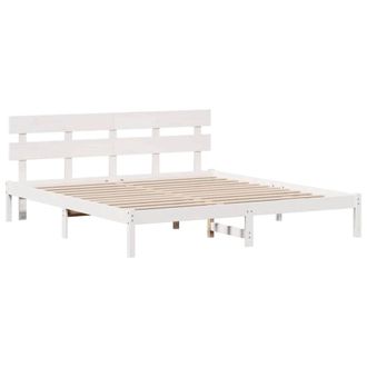 Berkfield Home Bed Frame with Headboard White 200x200 cm Solid Wood Pine
