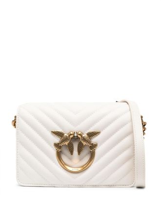 Pinko Love Birds-buckle crossbody bag - White