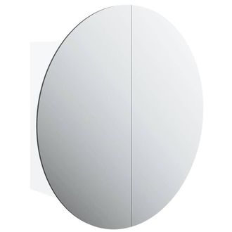 Berkfield Home Bathroom Cabinet with Round Mirror&LED White 47x47x17.5 cm